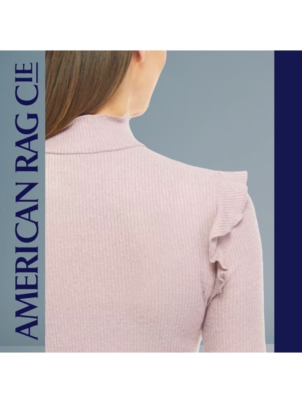AMERICAN Rag Ribbed Long Sleeve Lettuce-Edge Top - Picture 6 of 14